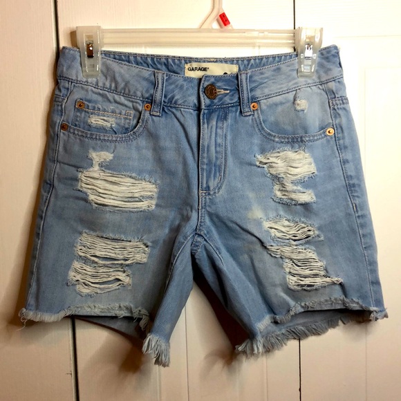 GARAGE JEAN RIPPED SHORTS SIZE 00 - Picture 1 of 4
